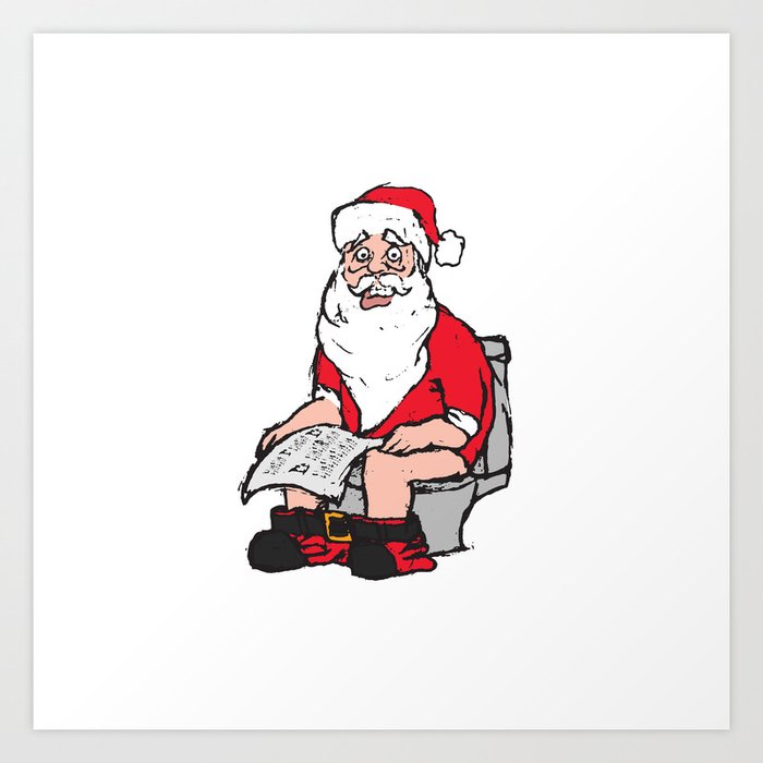 Santa in toilet Art Print