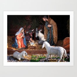 Christmas and Christianity. Nativity scene. Art Print