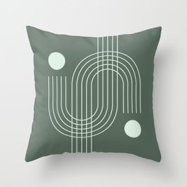Geometric Lines in Sage Color Throw Pillow