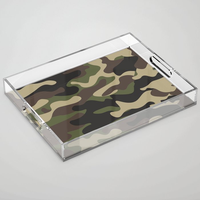 vintage military camouflage Acrylic Tray