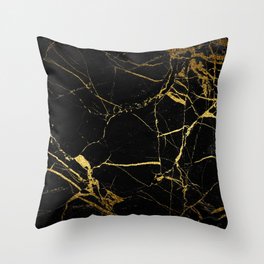 Black and Gold Marble Throw Pillow