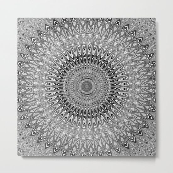 Grey mandala Metal Print