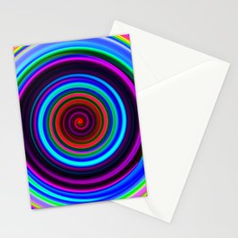 Neon Retro Spiral Circle Pattern Stationery Cards