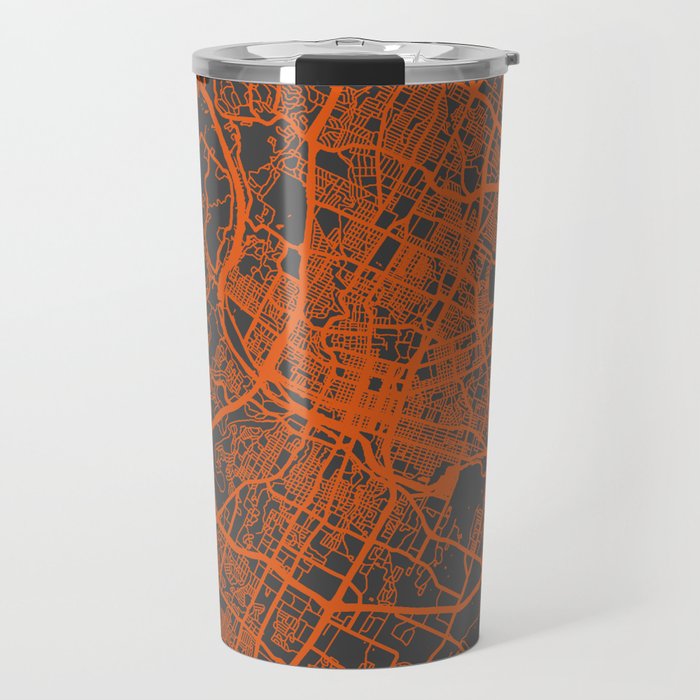 Austin map orange Travel Mug