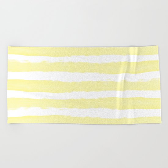 Sunny Yellow Handdrawn horizontal Beach Stripes - Mix and Match with Simplicity of Life Beach Towel