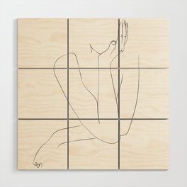 Abstract Single Line Woman Drawing Wood Wall Art