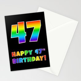 [ Thumbnail: HAPPY 47TH BIRTHDAY - Multicolored Rainbow Spectrum Gradient Stationery Cards ]