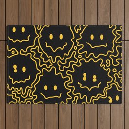 Melting Lineart Smiley  Outdoor Rug