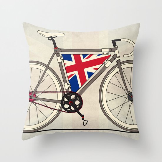 Love Bike, Love Britain Throw Pillow