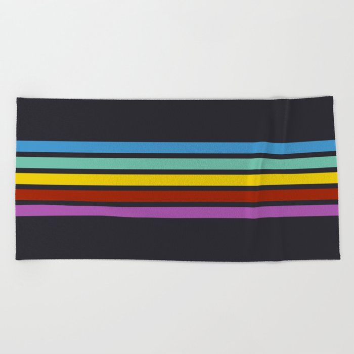Minimal Abstract Retro Stripes 80s Style - Masashige Beach Towel