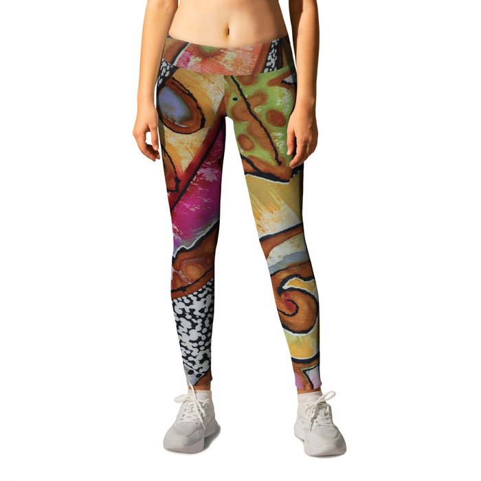 African Abstract in Spice Colors Leggings