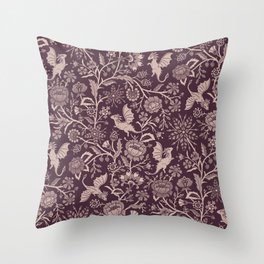 Pollinator Dragons - fantasy floral - burgundy and dusty pink Throw Pillow