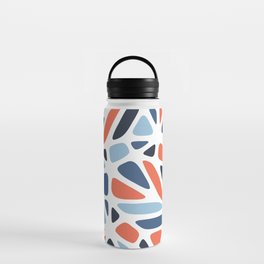 Abstract Modern Cell Pattern - Blue and Red Water Bottle