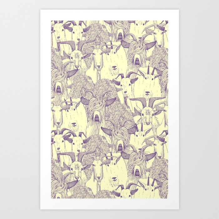 just goats purple cream Art Print