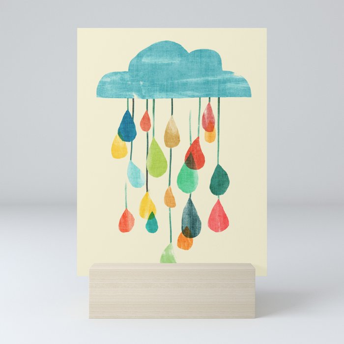 cloudy with a chance of rainbow Mini Art Print