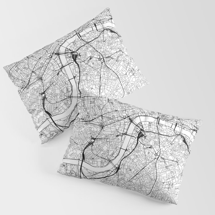 London White Map Pillow Sham