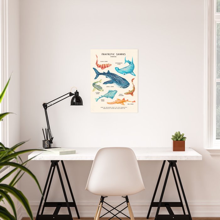 FANTASTIC SHARKS Poster by Vincent Cousteau | Society6