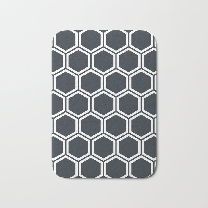 Hexagon Black Bath Mat