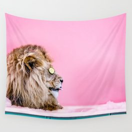 Lion in the Bathtub Wall Tapestry