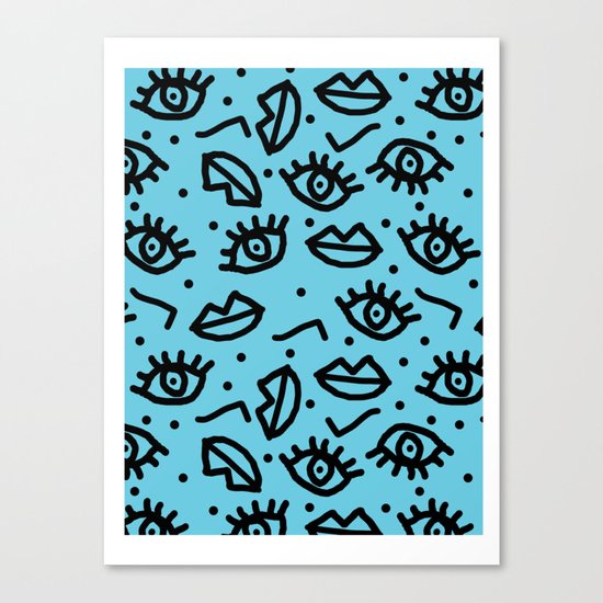 Wowzers - memphis throwback retro neon face eyes fashion print design dorm college trendy gifts Canvas Print