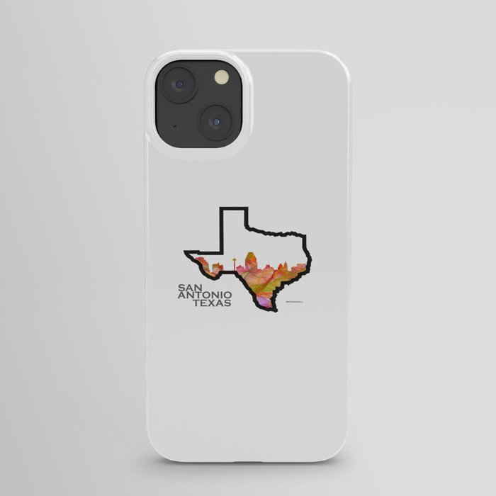 Texas State Map with San Antonio Skyline iPhone Case