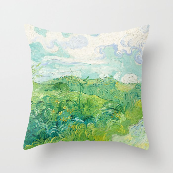 Green Wheat Fields - Auvers, by Vincent van Gogh Throw Pillow
