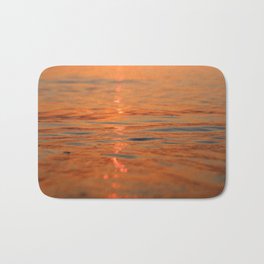 Abstract Orange Ocean Waves Sunset Bath Mat