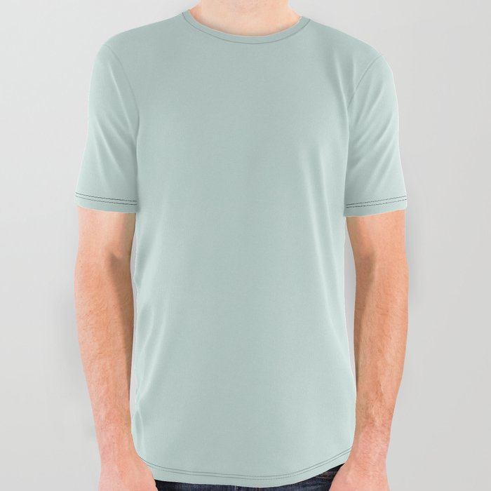 Light Aqua Blue Gray Solid Color Pairs Pantone Glacier 12-5505 TCX Shades of Blue-green Hues All Over Graphic Tee