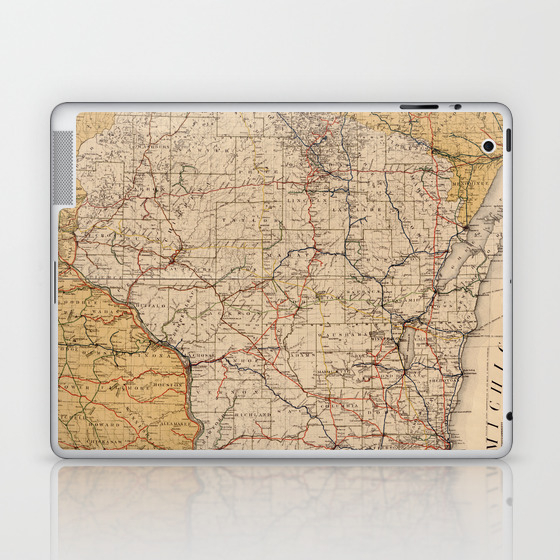 Vintage Wisconsin Railroad Map 1900 Laptop Ipad Skin By Bravuramedia Society6