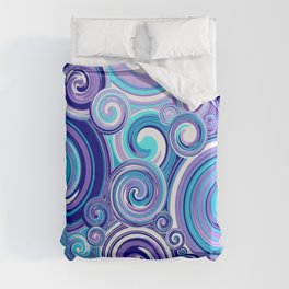 Whirlwind in Turquoise, Lavender, Purple, Navy Duvet Cover