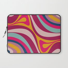 New Groove Colorful Retro Swirl Abstract Pattern Magenta Blue Aqua Pink Mustard Laptop Sleeve