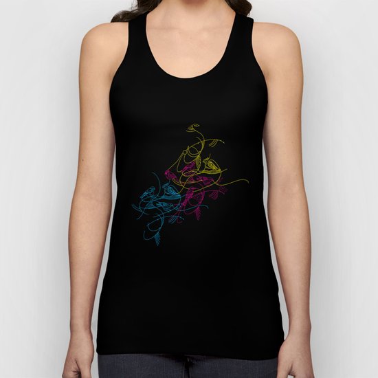 birds doodle in cmyk Unisex Tank Top