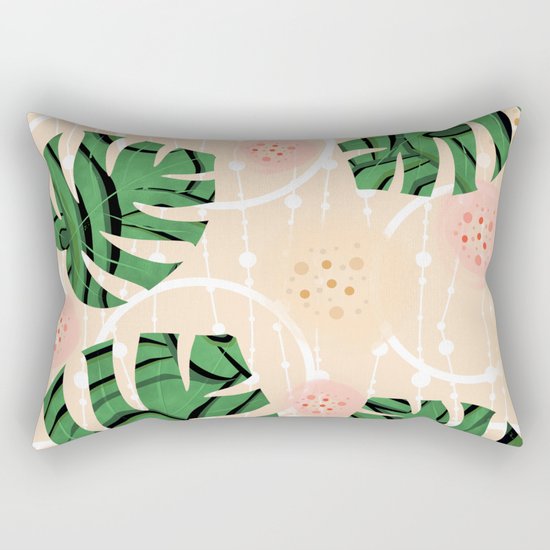 Monstera on beige background. Rectangular Pillow