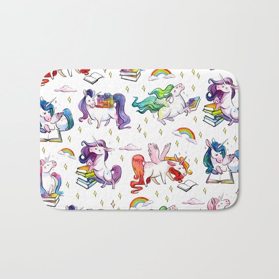 Reading Unicorn Pattern Bath Mat