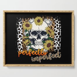 Perfectly imperfect skull with sunflower Serving Tray