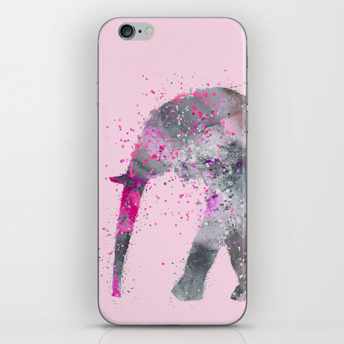 Crazy pink Elephant Paint Splatter Art iPhone Skin