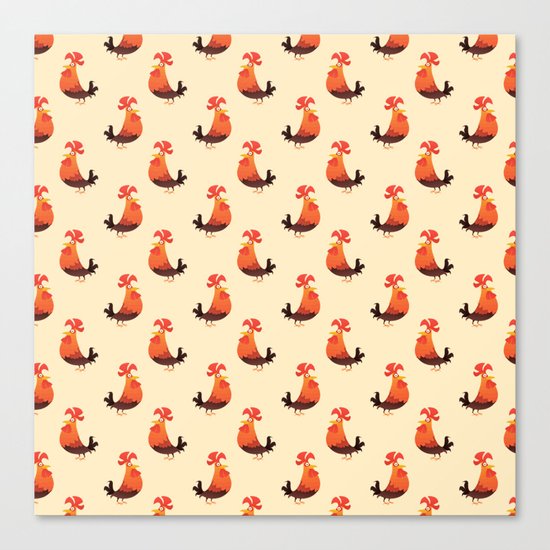 Roosters Pattern Canvas Print