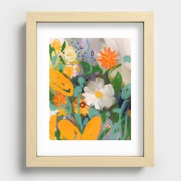 floral spring abstract painting Recessed Framed Print