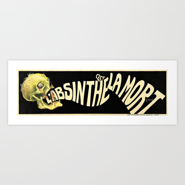 1905 French Absinthe is Death Skeleton Aperitif Liquor Advertisement Vintage Poster No. 2 Art Print