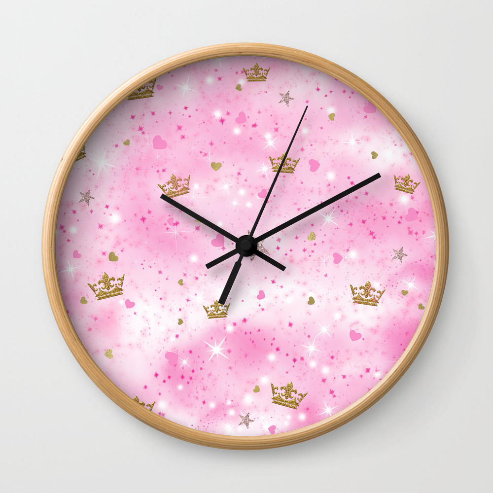 Pink Princess Wall Clock By Christyne Society6