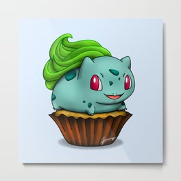 Bulba Cupcake Metal Print | Sweets, Green, Cute, Adorable, Cupcakes, Bulba, Cupcake, Graphicdesign, Anime, Dessert 