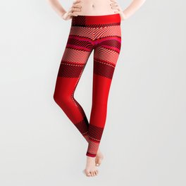 Argyle Fabric Plaid Pattern Red and Black Colors Leggings
