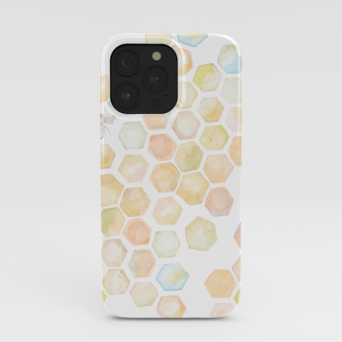 Bee and honeycomb watercolor iPhone Case