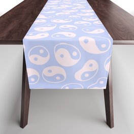 Blue vibes wavy yin yang pattern Table Runner
