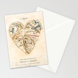 "A Map of the Open Country of a Woman's Heart" by D. W. Kellogg (c. 1833-1842) Stationery Card