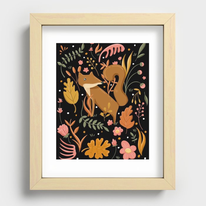 The Fox & Flowers- Black Recessed Framed Print