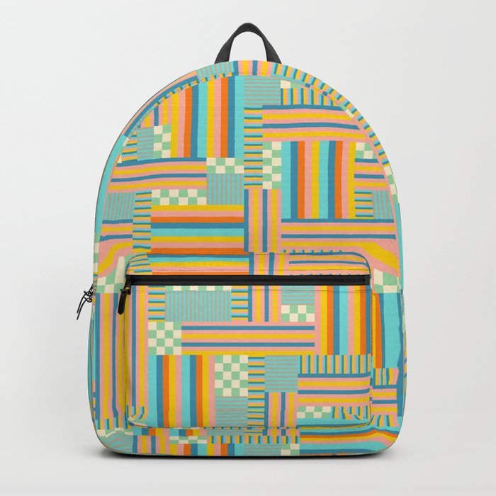 CHECKS AND STRIPES in COOL MULTI-COLORS Backpack