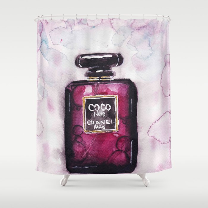 Noir perfume - Watercolor fashion illustration Shower Curtain by Ananas  Graphics
