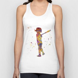 Watercolor Child Baseball Player Unisex Tank Top