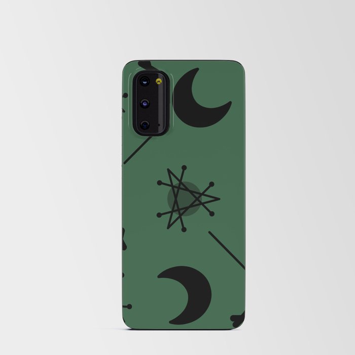 Moons & Stars Atomic Era Abstract Forest Green Android Card Case